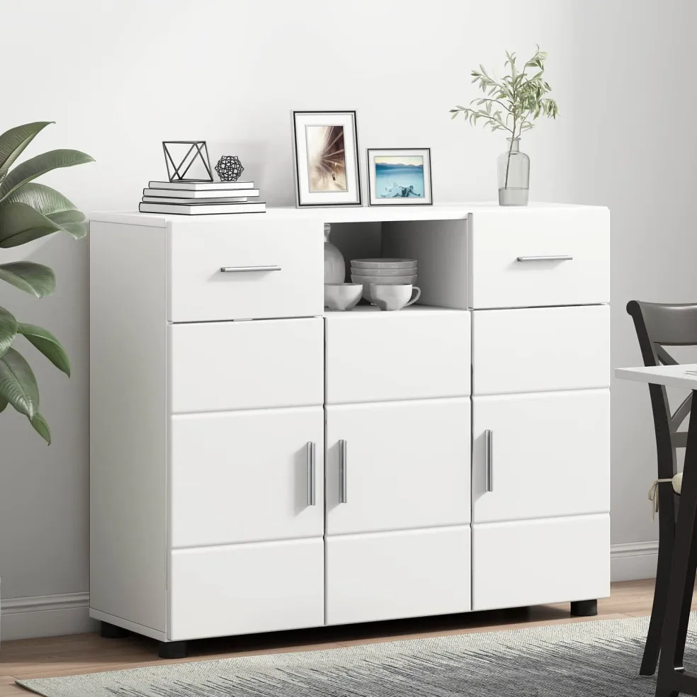 vidaXL Houten Kast Wit Bewerkt hout