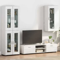vidaXL Houten Kast Wit Bewerkt hout