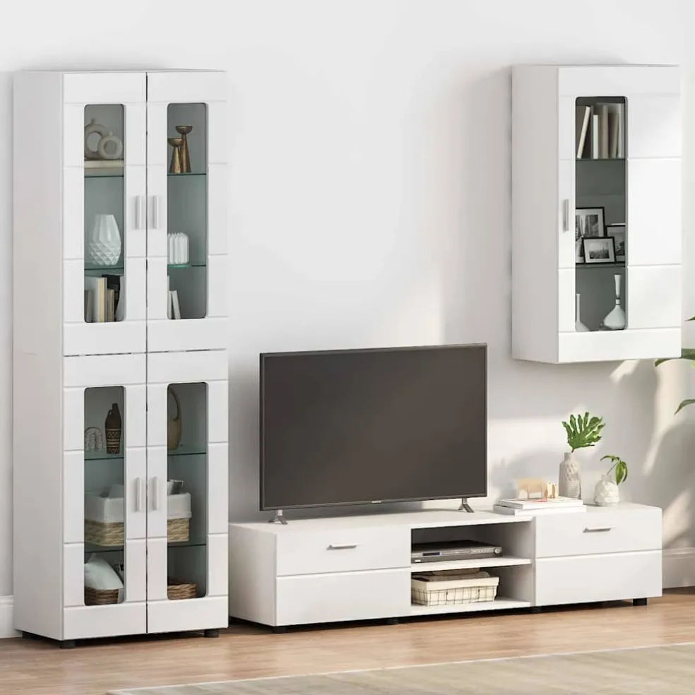 vidaXL Houten Kast Wit Bewerkt hout