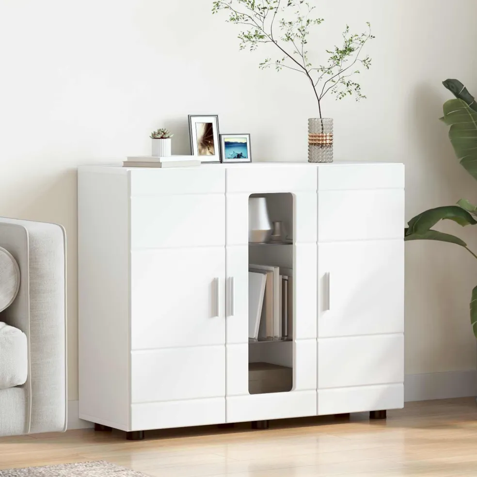 vidaXL Houten Kast Wit Bewerkt hout