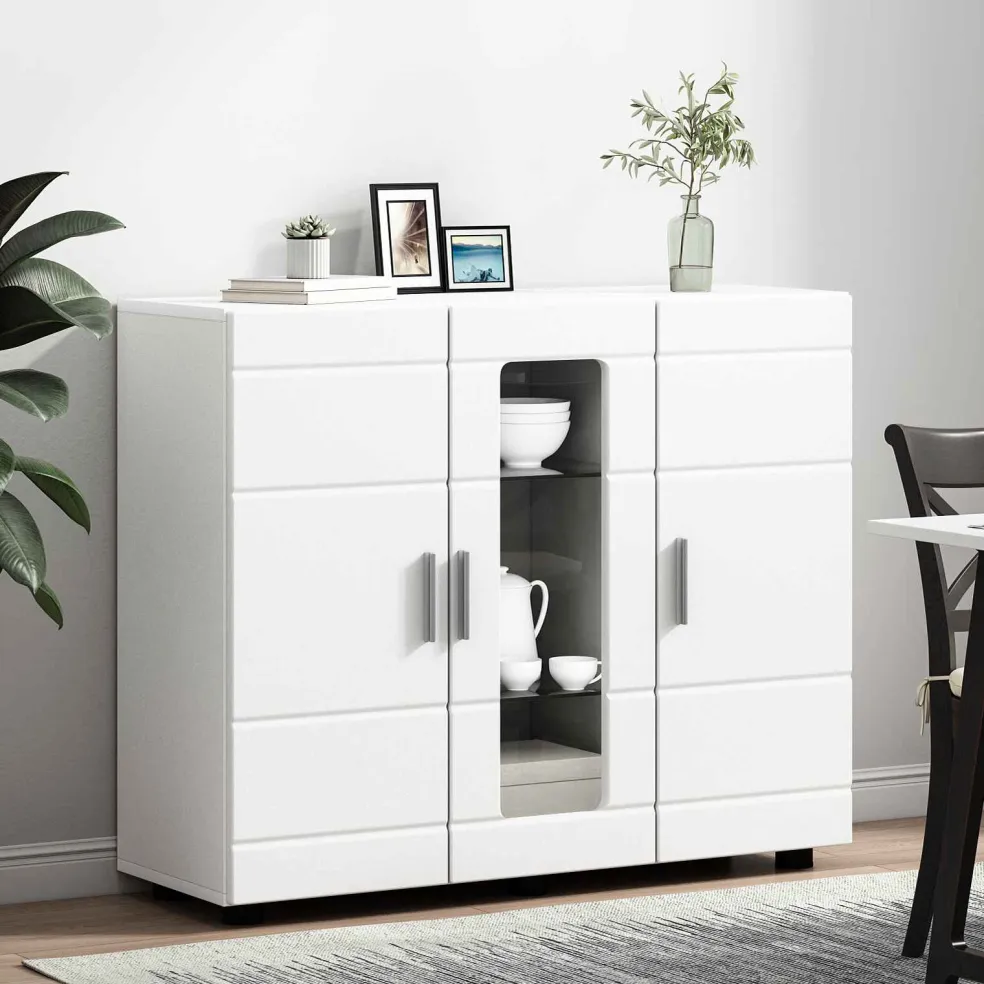 vidaXL Houten Kast Wit Bewerkt hout