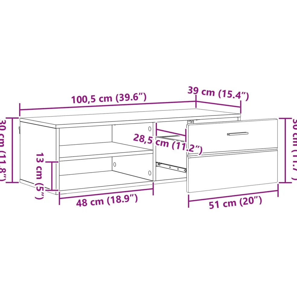 vidaXL Houten Kast 100,5 x 39 x 30 cm Gerookt eiken Bewerkt hout
