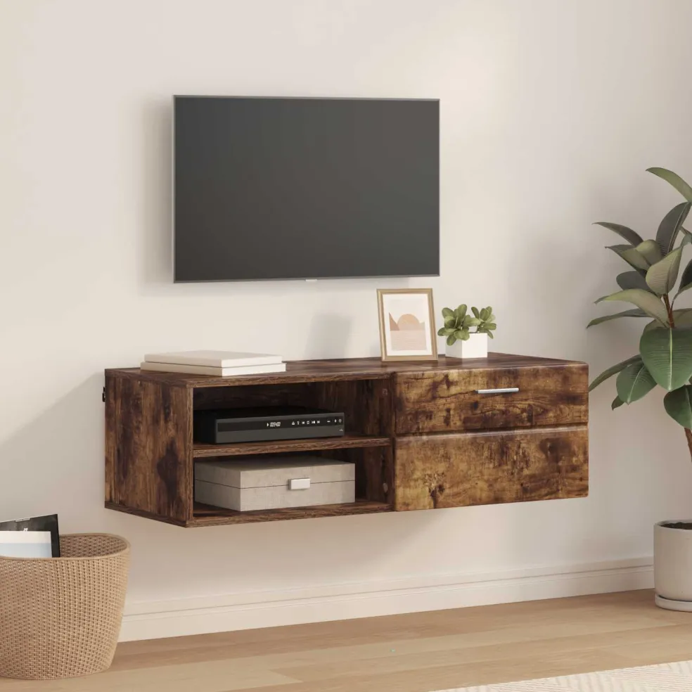 vidaXL Houten Kast 100,5 x 39 x 30 cm Gerookt eiken Bewerkt hout