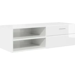 vidaXL Houten Kast 100,5 x 39 x 30 cm Hoogglans wit Bewerkt hout