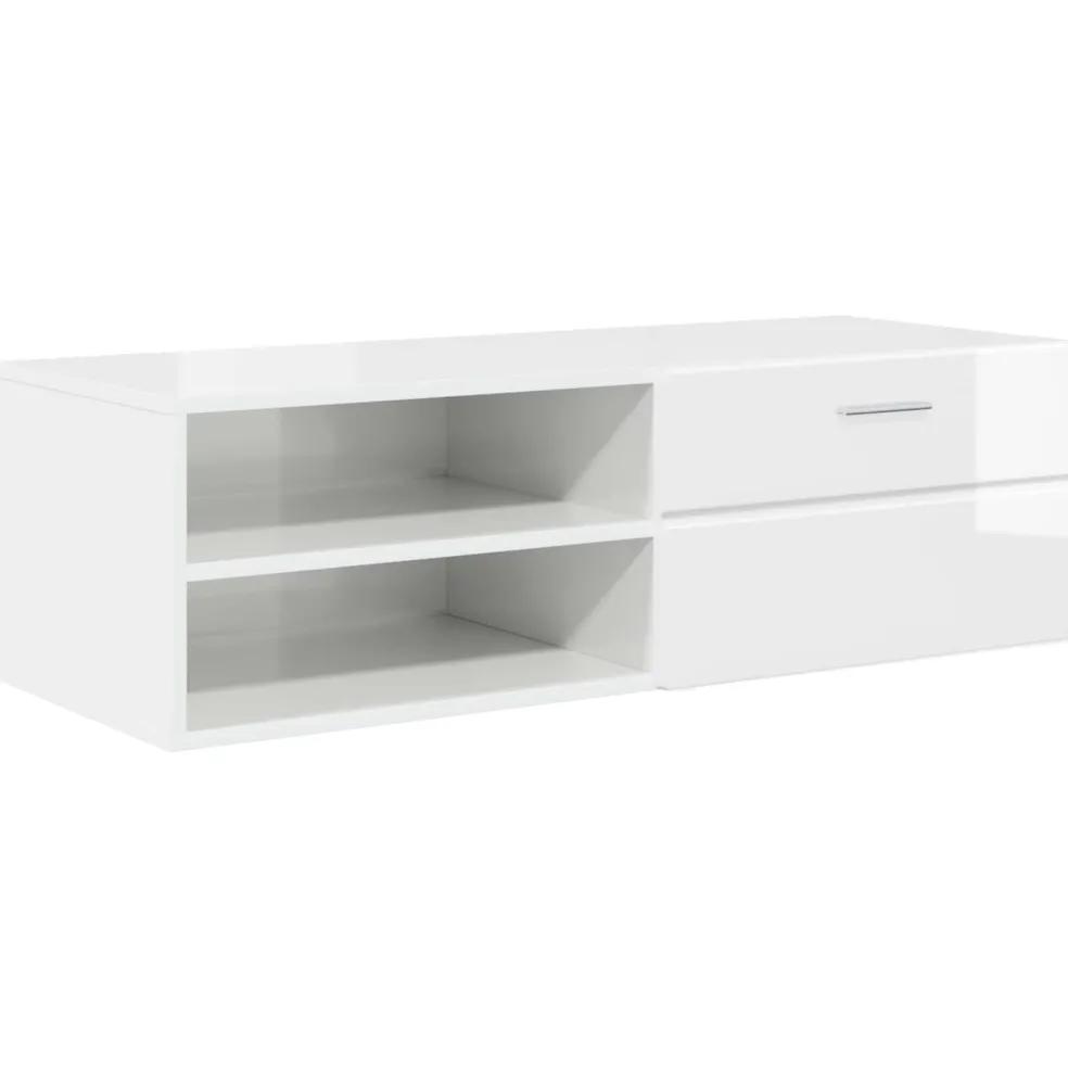 vidaXL Houten Kast 100,5 x 39 x 30 cm Hoogglans wit Bewerkt hout