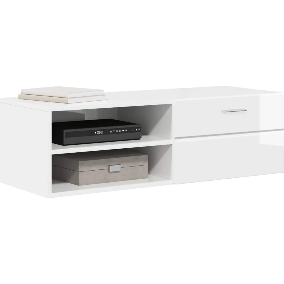 vidaXL Houten Kast 100,5 x 39 x 30 cm Hoogglans wit Bewerkt hout