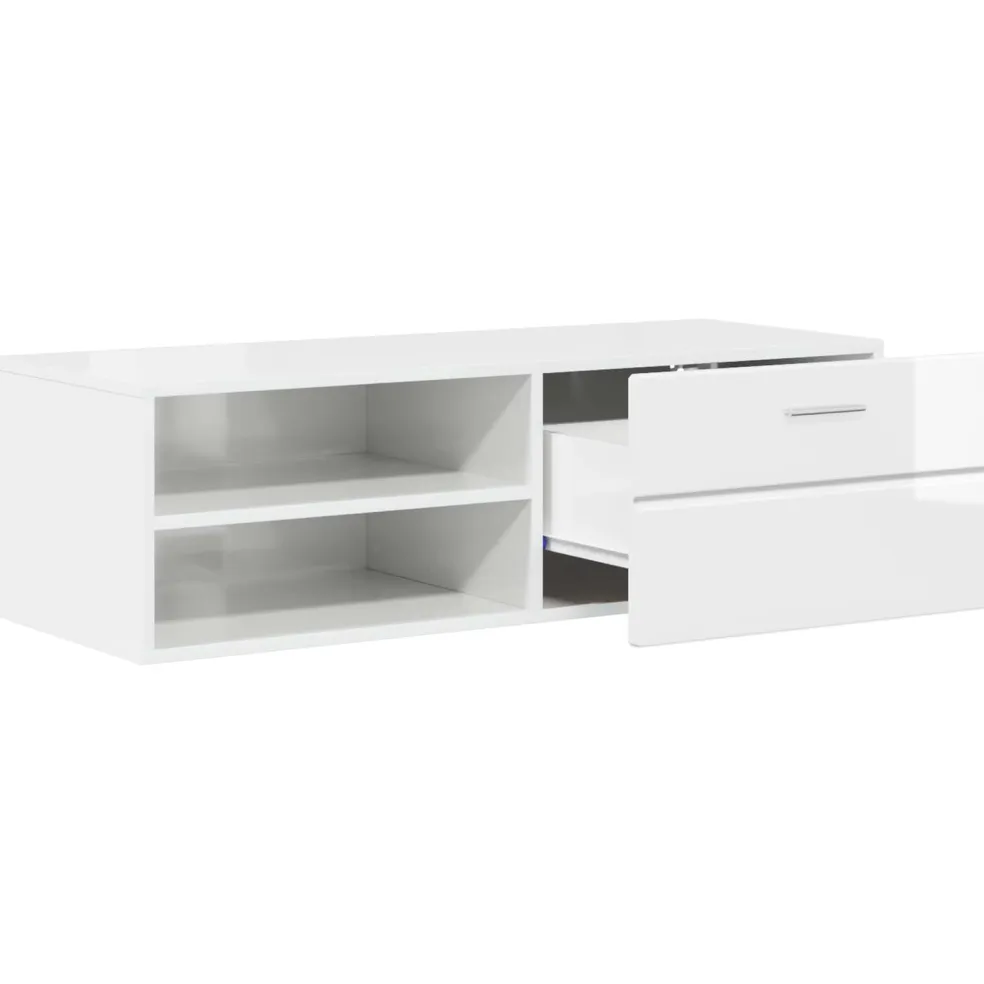 vidaXL Houten Kast 100,5 x 39 x 30 cm Hoogglans wit Bewerkt hout