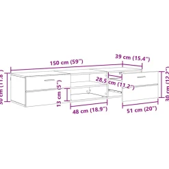 vidaXL Houten Kast 150 x 39 x 30 cm Hoogglans wit Bewerkt hout