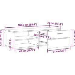 vidaXL Houten Kast 100,5 x 39 x 30 cm Wit Bewerkt hout