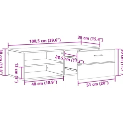 vidaXL Houten Kast 100,5 x 39 x 30 cm Wit Bewerkt hout