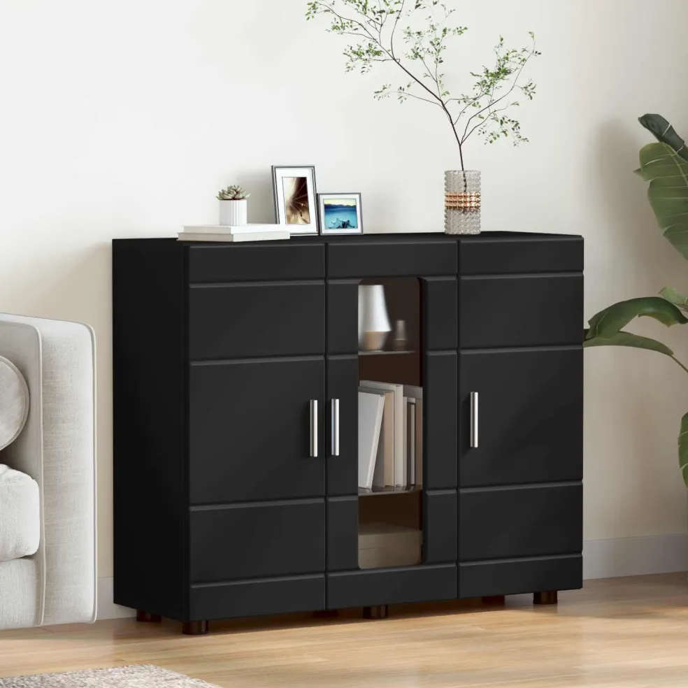 vidaXL Houten Kast Zwart Bewerkt hout