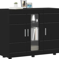 vidaXL Houten Kast Zwart Bewerkt hout