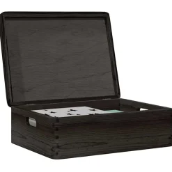 vidaXL Houten kist met deksel&handvatten 40x30x13cm grenenhout zwart