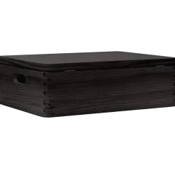 vidaXL Houten kist met deksel&handvatten 40x30x13cm grenenhout zwart