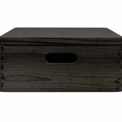 vidaXL Houten kist met deksel&handvatten 40x30x13cm grenenhout zwart