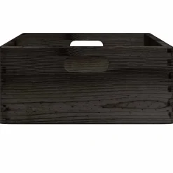 vidaXL Houten kist met handvatten 40x30x13 cm massief grenenhout zwart