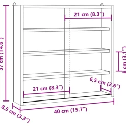 vidaXL Houten verzamelvitrine met deuren 40x8,5x37 cm