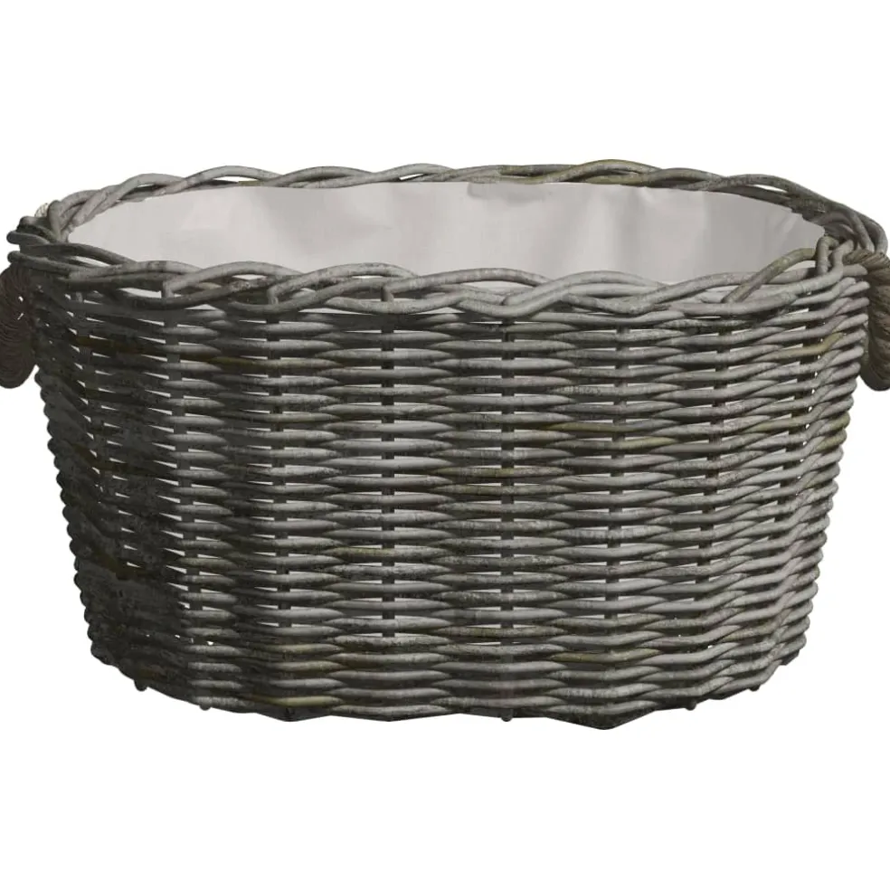 vidaXL Houtmand met handvatten 59x42x28 cm wilgenhout grijs