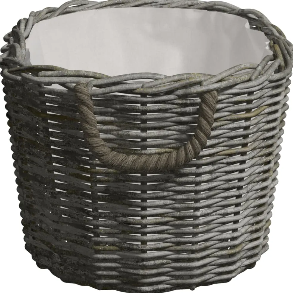 vidaXL Houtmand met handvatten 59x42x28 cm wilgenhout grijs