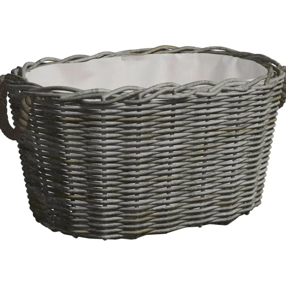 vidaXL Houtmand met handvatten 59x42x28 cm wilgenhout grijs