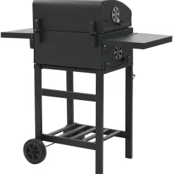 vidaXL Houtskoolbarbecue met onderplank zwart