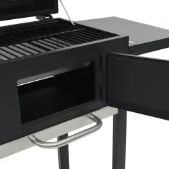 vidaXL Houtskoolbarbecue met onderplank zwart