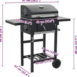 vidaXL Houtskoolbarbecue met onderplank zwart