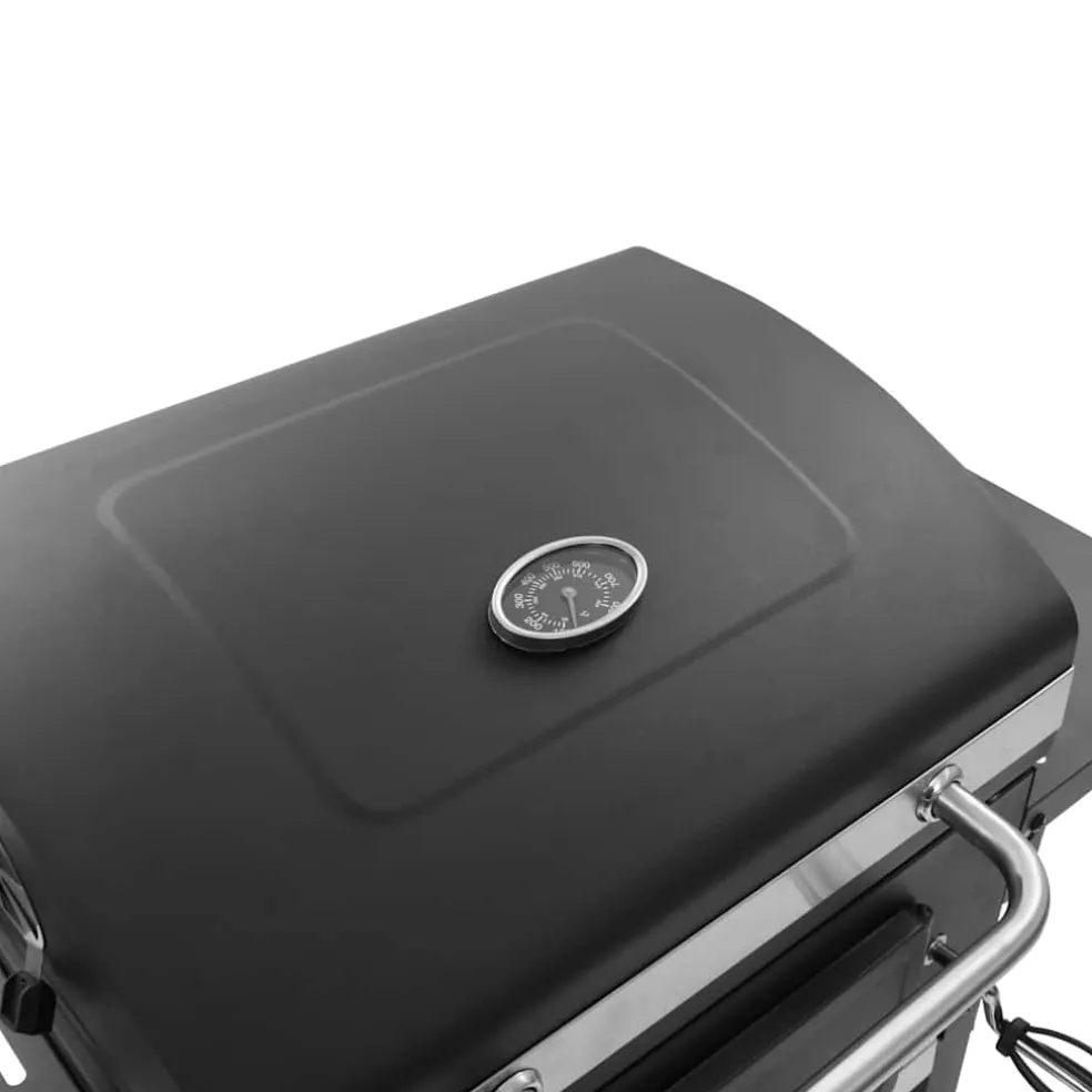 vidaXL Houtskoolbarbecue met onderplank zwart