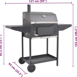 vidaXL Houtskoolbarbecue met onderplank zwart