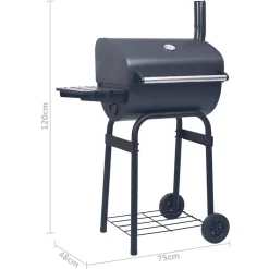 vidaXL Houtskoolbarbecue roker met onderschap zwart