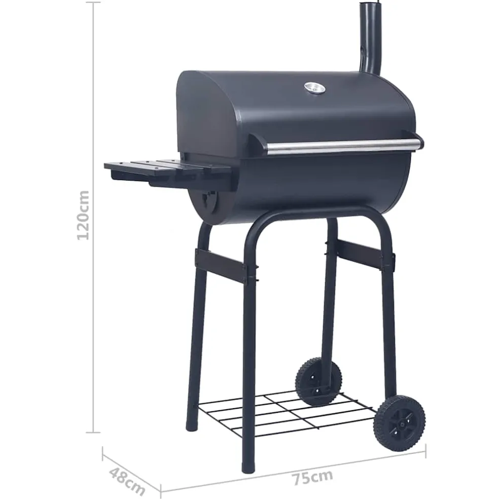 vidaXL Houtskoolbarbecue roker met onderschap zwart