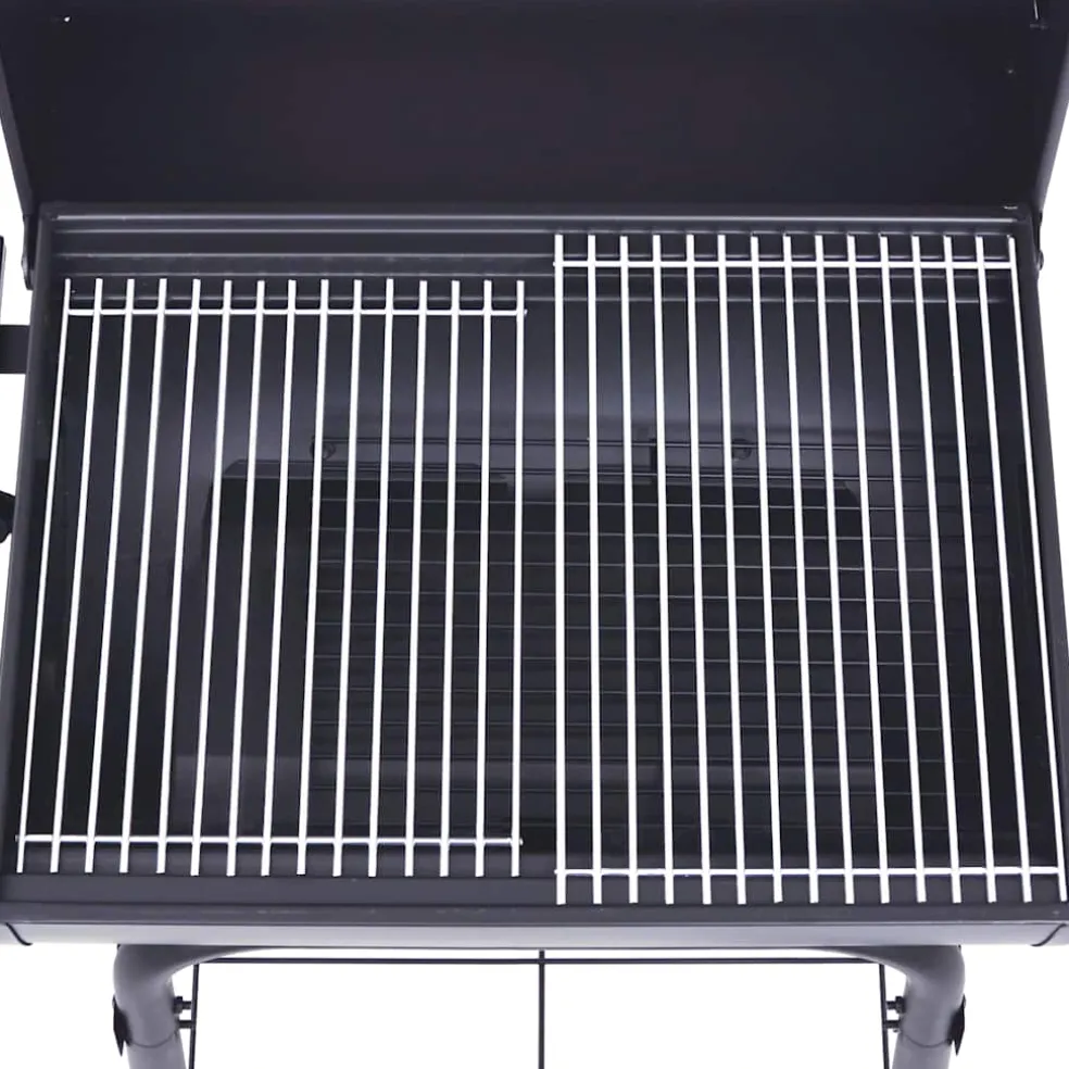 vidaXL Houtskoolbarbecue roker met onderschap zwart