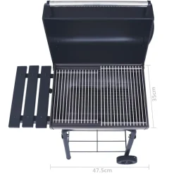 vidaXL Houtskoolbarbecue roker met onderschap zwart
