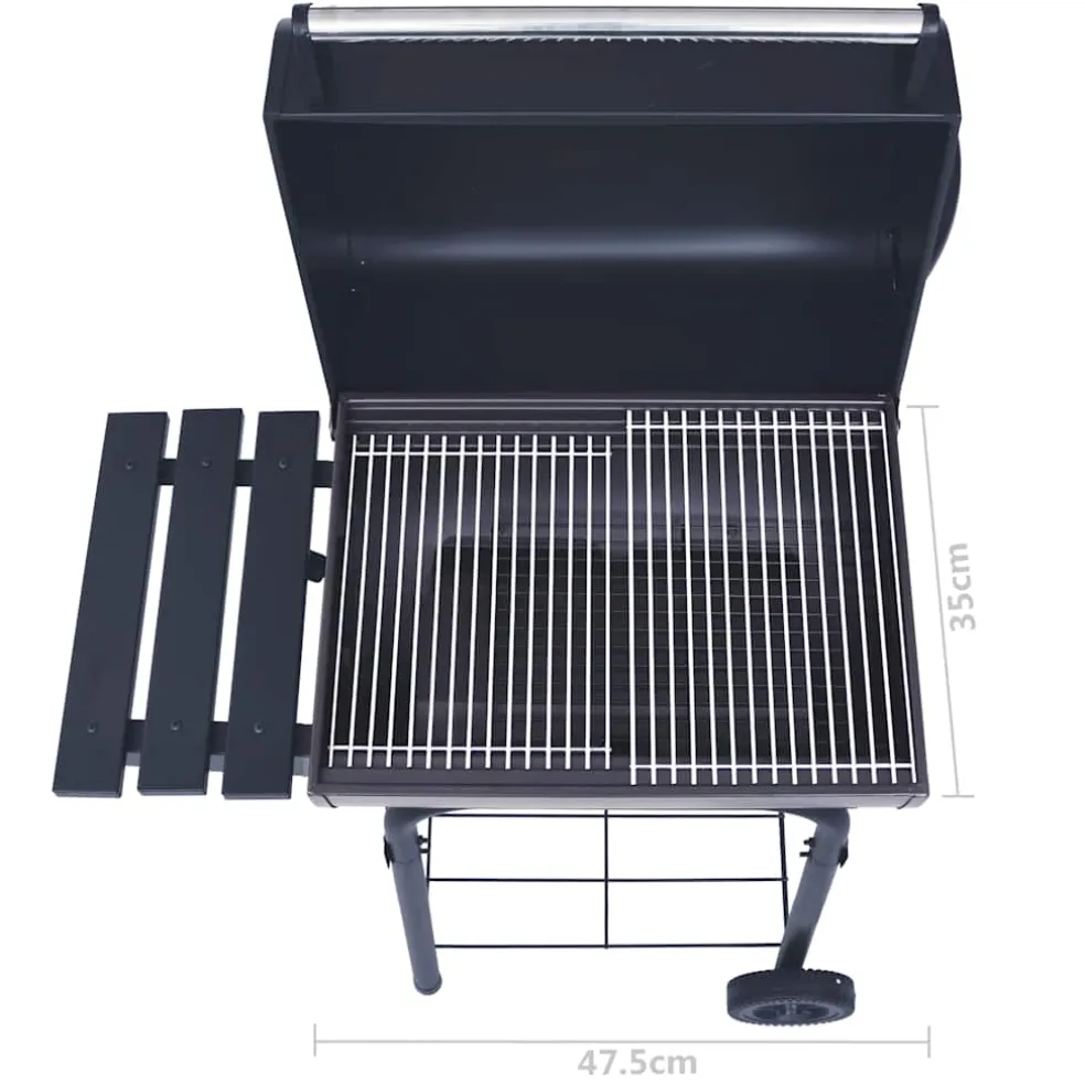 vidaXL Houtskoolbarbecue roker met onderschap zwart