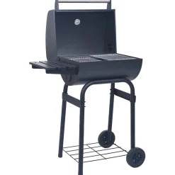 vidaXL Houtskoolbarbecue roker met onderschap zwart