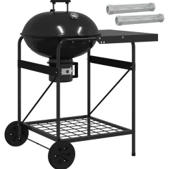 vidaXL Houtskoolgrill met Rookbuizen 91 x 71 x 107 cm Staal Zwart