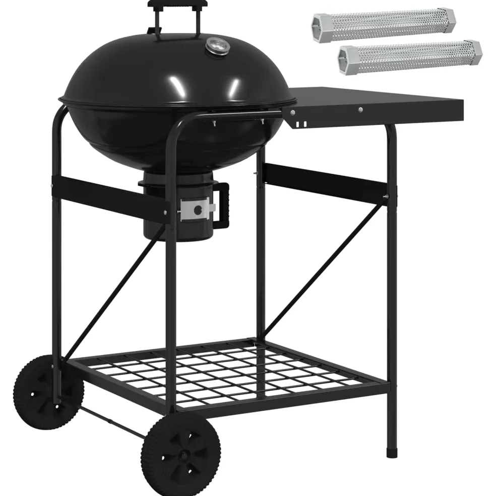 vidaXL Houtskoolgrill met Rookbuizen 91 x 71 x 107 cm Staal Zwart