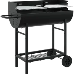 vidaXL Houtskoolgrill 96,5 x 42,5 x 88,5 cm Zwart