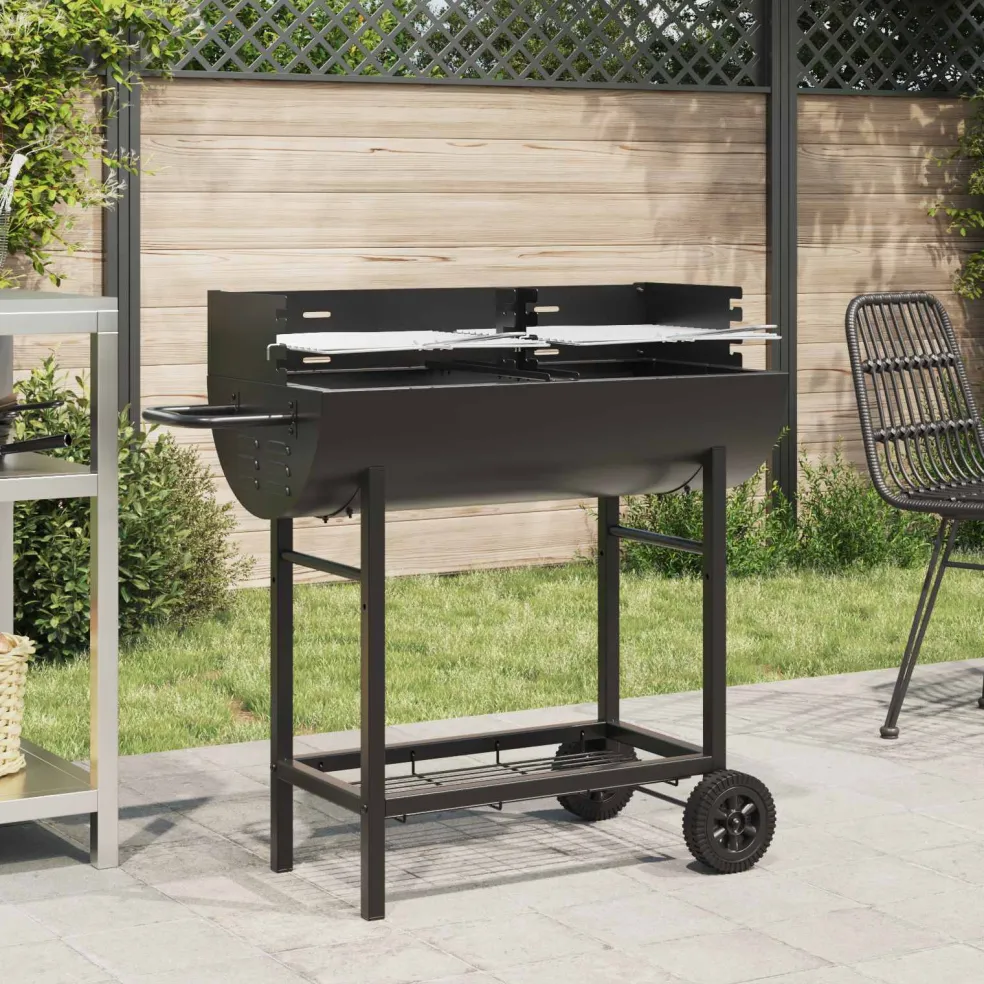 vidaXL Houtskoolgrill 96,5 x 42,5 x 88,5 cm Zwart