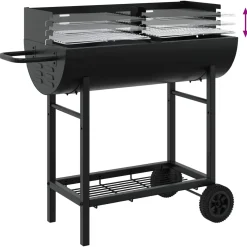 vidaXL Houtskoolgrill 96,5 x 42,5 x 88,5 cm Zwart