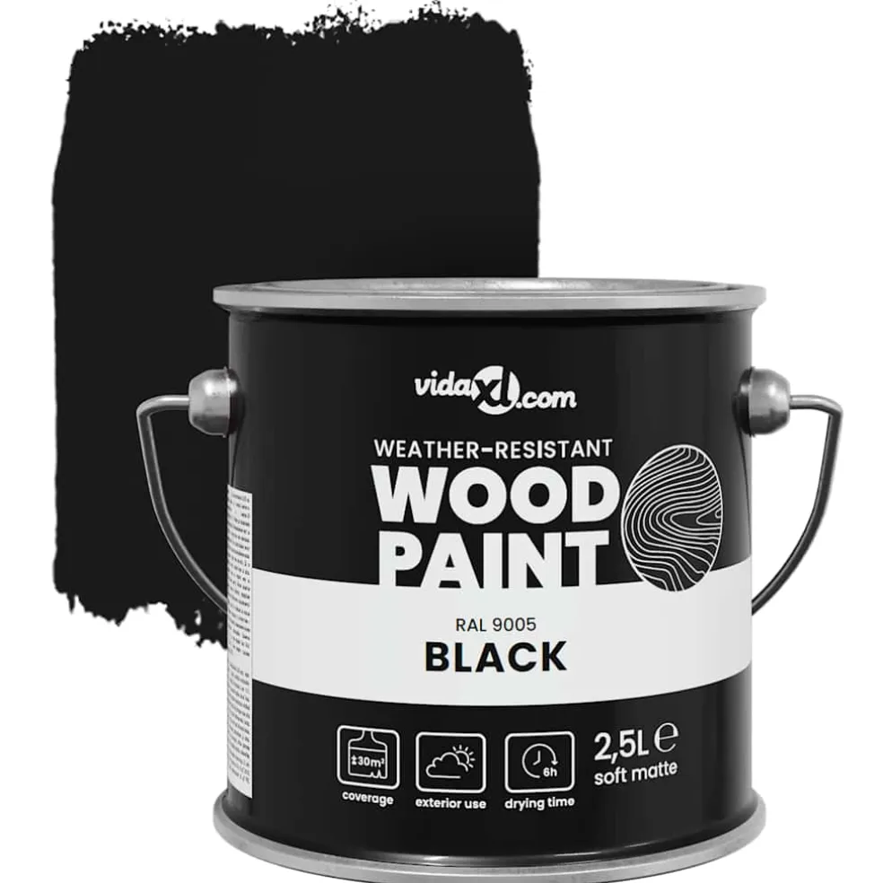 vidaXL Houtverf Zwart 2,5 L Wandprint