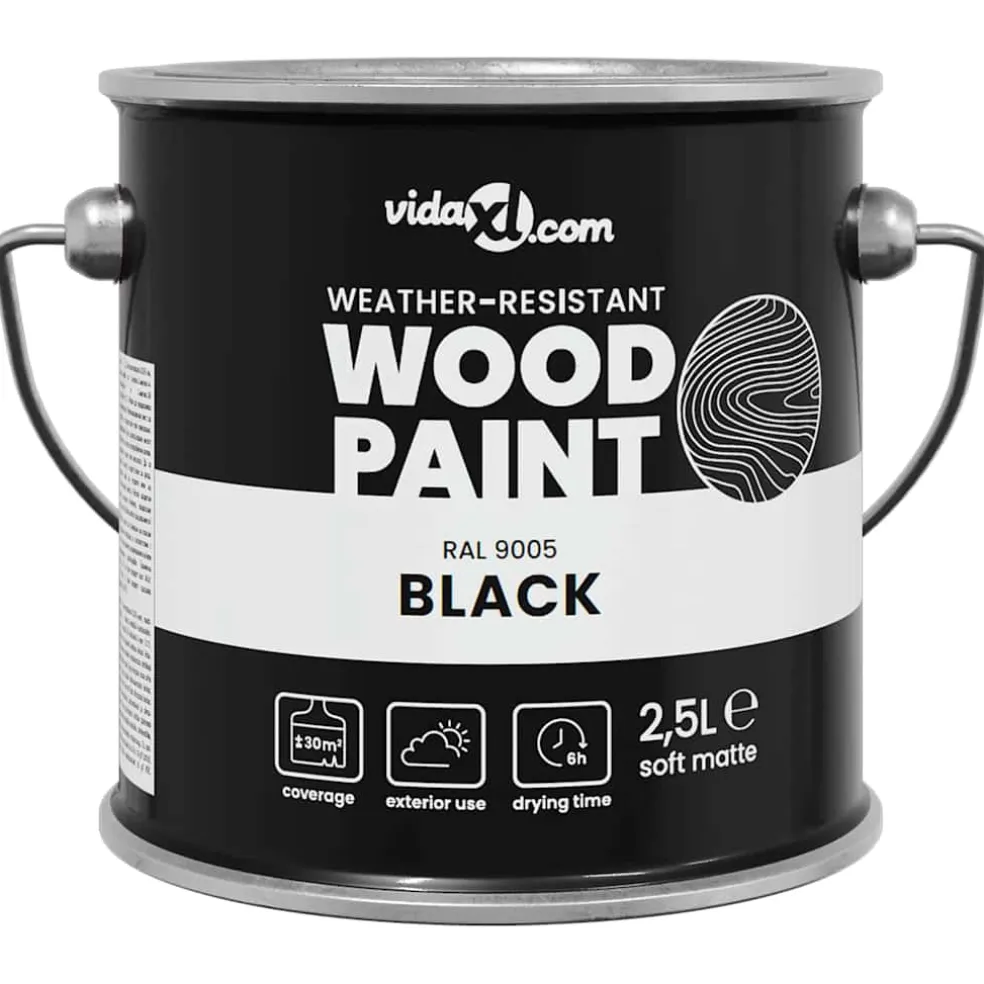 vidaXL Houtverf Zwart 2,5 L Wandprint