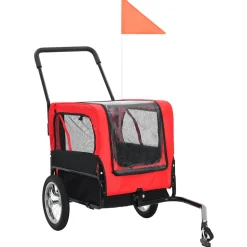 vidaXL Huisdierenfietskar en joggingbuggy 2-in-1 rood en zwart