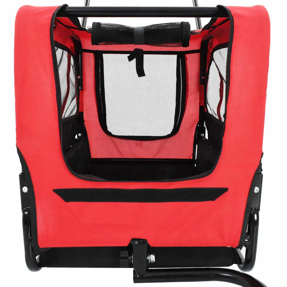 vidaXL Huisdierenfietskar en joggingbuggy 2-in-1 rood en zwart