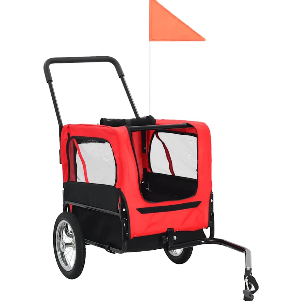 vidaXL Huisdierenfietskar en joggingbuggy 2-in-1 rood en zwart