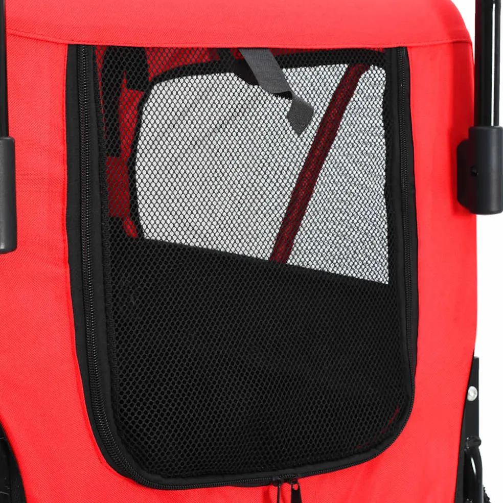 vidaXL Huisdierenfietskar en joggingbuggy 2-in-1 rood en zwart