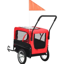 vidaXL Huisdierenfietskar en joggingbuggy 2-in-1 rood en zwart