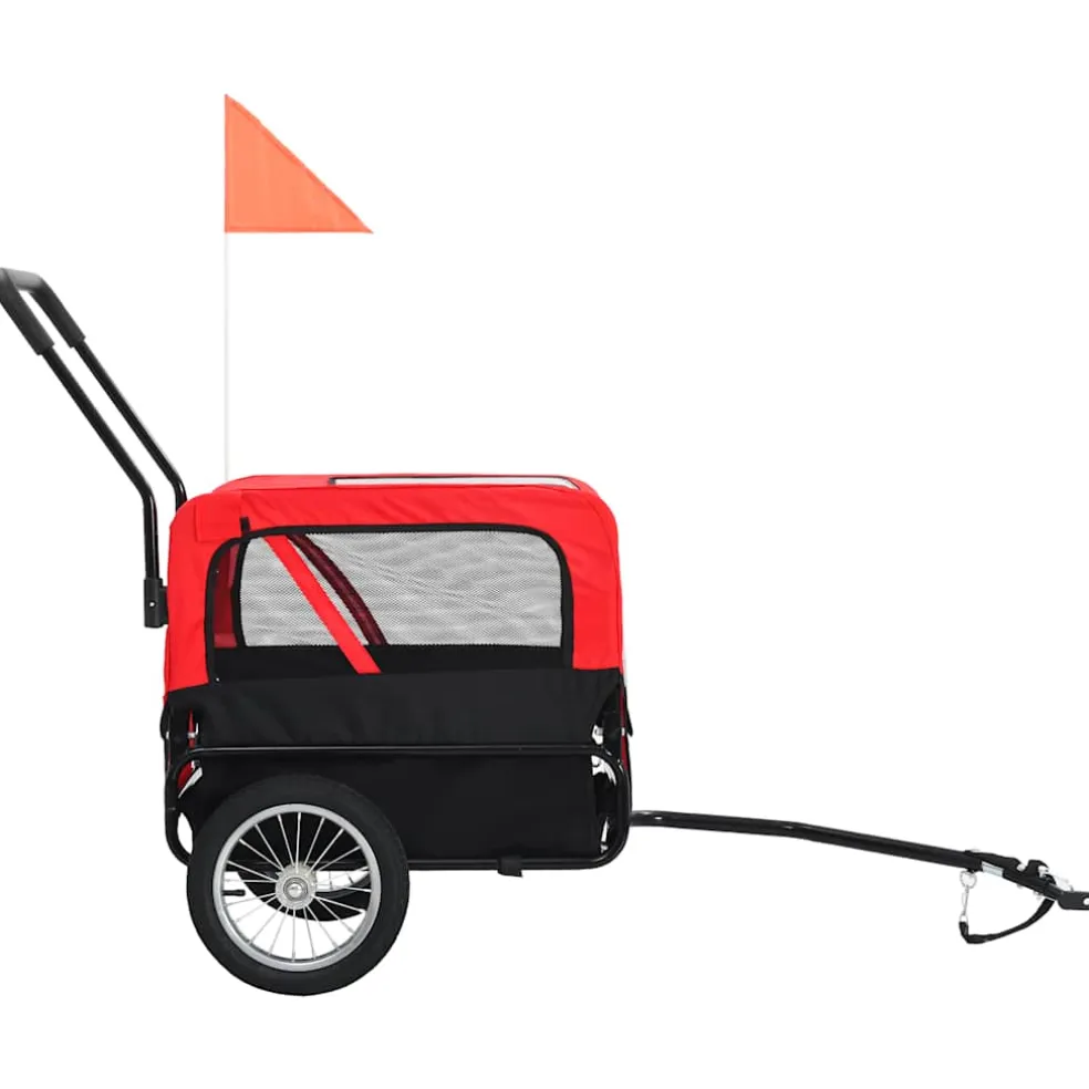 vidaXL Huisdierenfietskar en joggingbuggy 2-in-1 rood en zwart