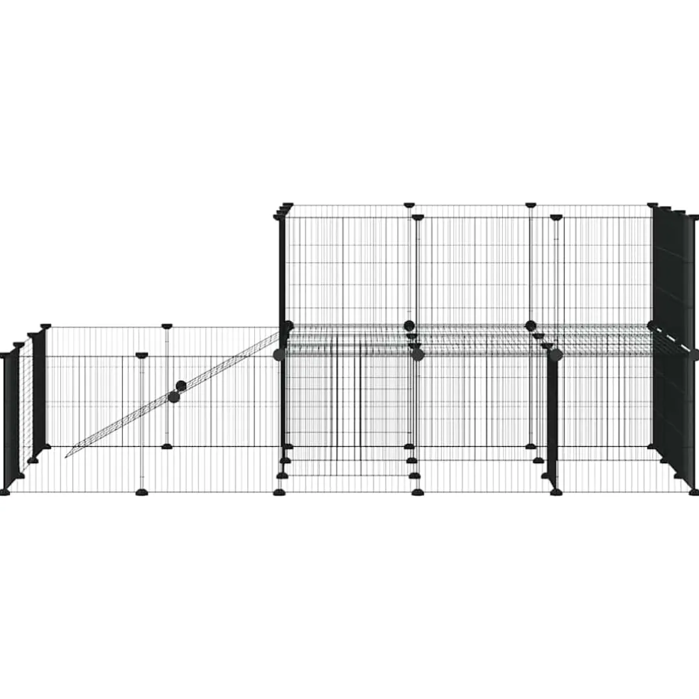 vidaXL Huisdierenkooi met deur 44 panelen 175x105x70 cm staal zwart