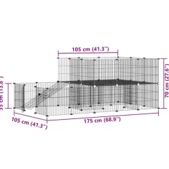 vidaXL Huisdierenkooi met deur 44 panelen 175x105x70 cm staal zwart